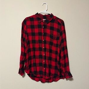 Lucky Brand Red and Black Checkered Shirt